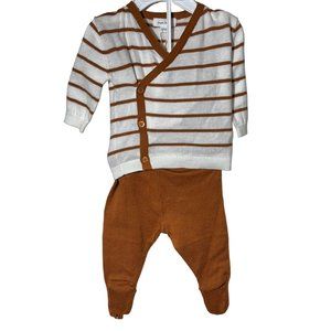 Angel Dear newborn NWT Take Me Home SET brown white stripe footed pants kimono t